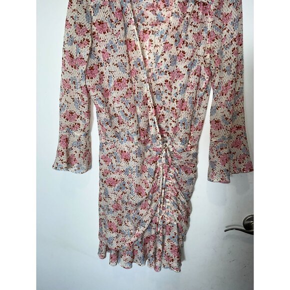 Veronica Beard Sean White multi color floral silk ruched dress size 4 - Picture 4 of 10